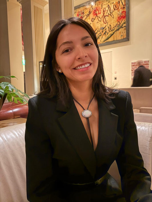 Collier Aurore Opale Cuir Or & Diamants