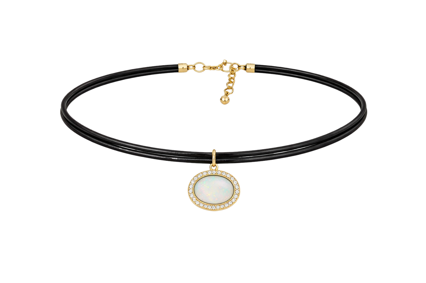 EOS - OPALE DIAMANTS OR JAUNE CUIR COLLIER