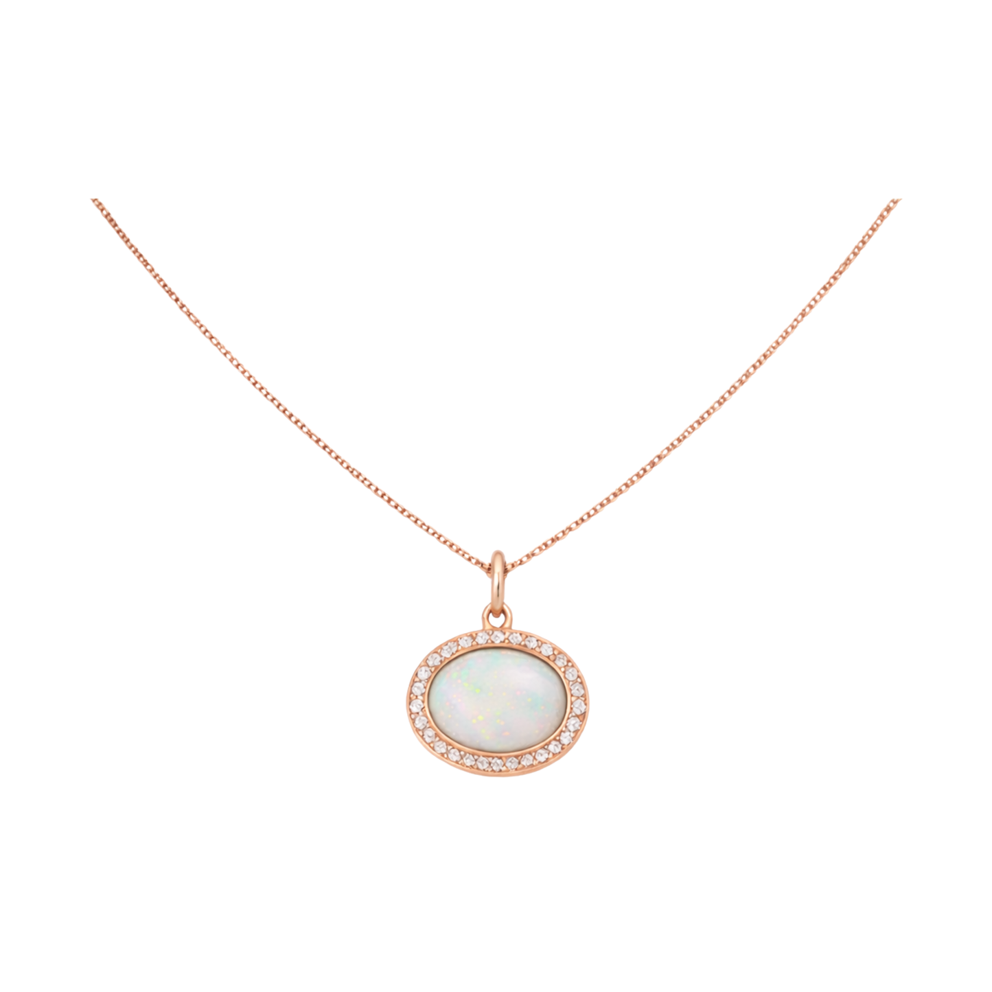 AURA - Opale diamants or rose collier