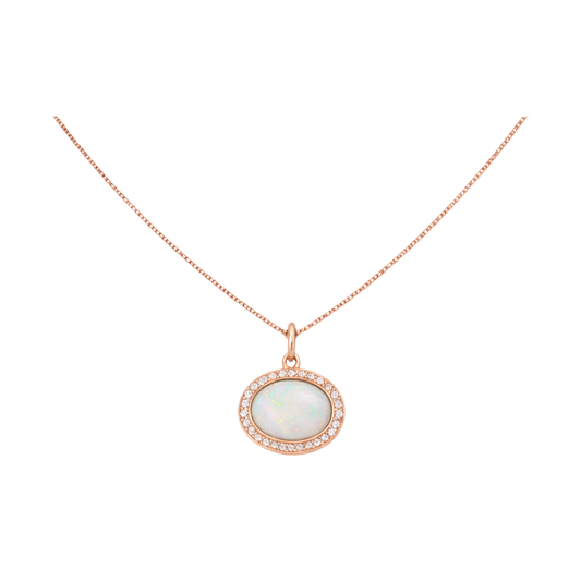 AURA - Opale diamants or rose collier