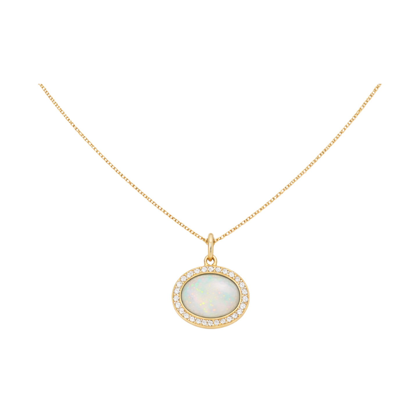 AURA - Opal diamond yellow gold necklace