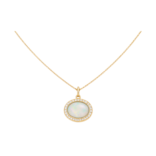 AURA - Opale diamants or jaune collier